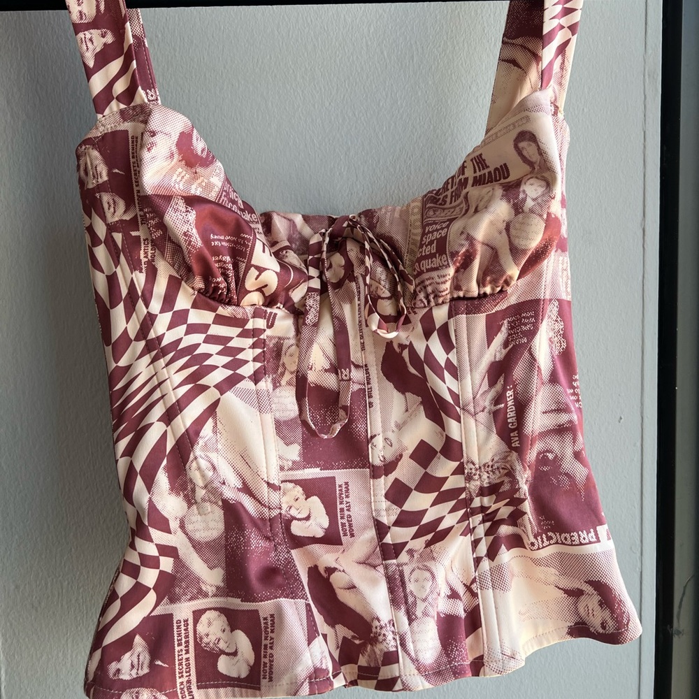 Miaou Agnes Corset — Red Wanted print. Size Small.